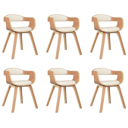 vidaXL Chaises de salle à manger 6 pcs Crème Bois courbé et similicuir