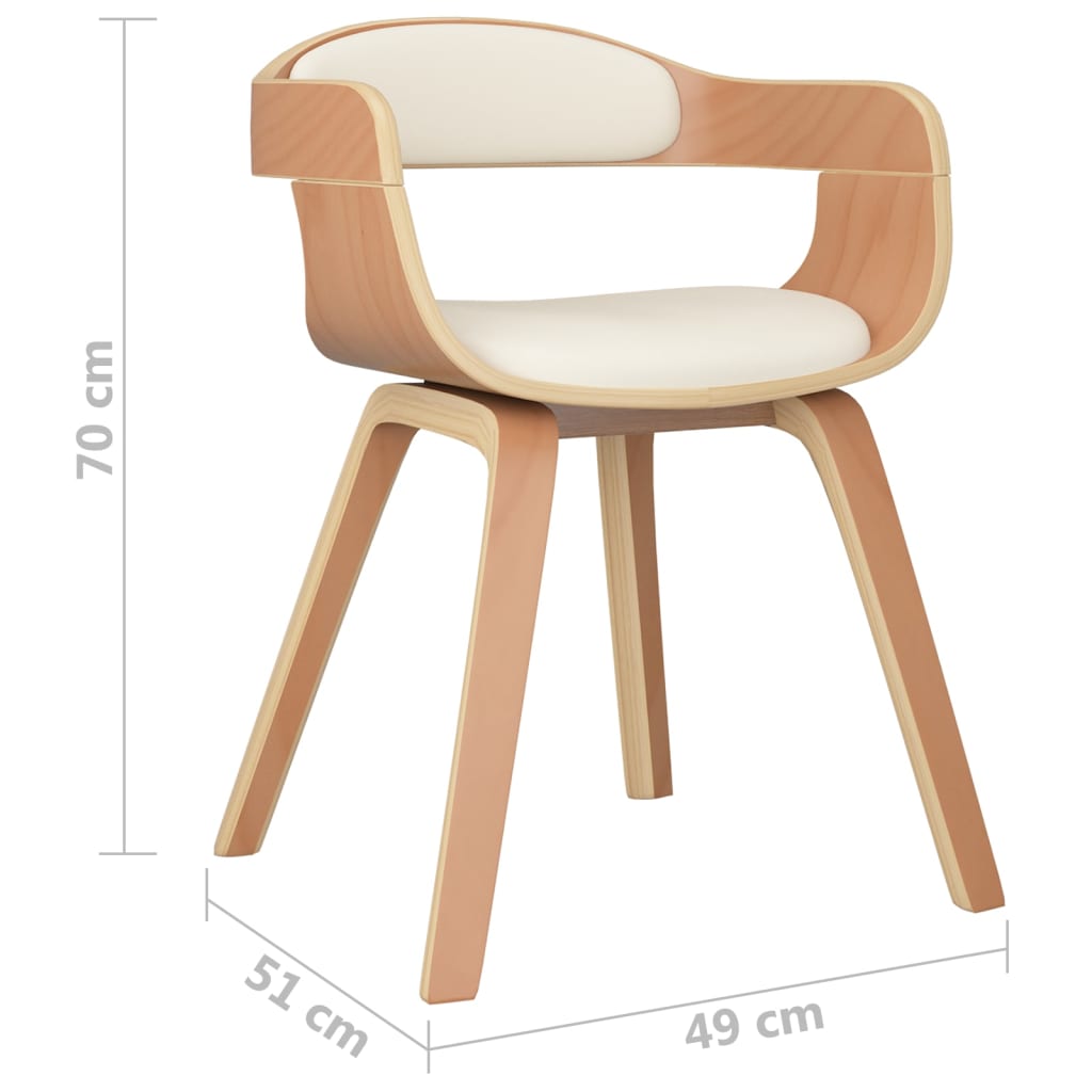 vidaXL Chaises de salle à manger 6 pcs Crème Bois courbé et similicuir