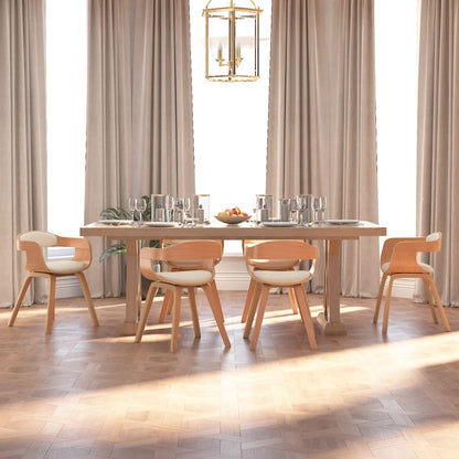 vidaXL Chaises de salle à manger 6 pcs Crème Bois courbé et similicuir