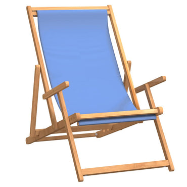 vidaXL Chaise de plage pliable en teck massif bleu