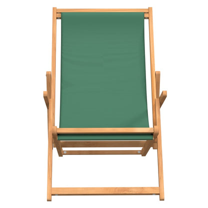 vidaXL Chaise de plage pliable en teck massif vert