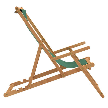vidaXL Chaise de plage pliable en teck massif vert