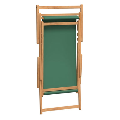 vidaXL Chaise de plage pliable en teck massif vert