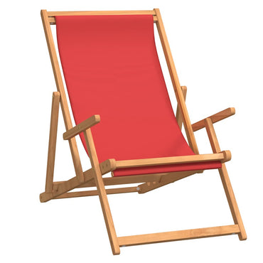 vidaXL Chaise de plage pliante en teck massif rouge