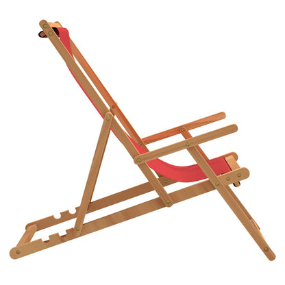 vidaXL Chaise de plage pliante en teck massif rouge