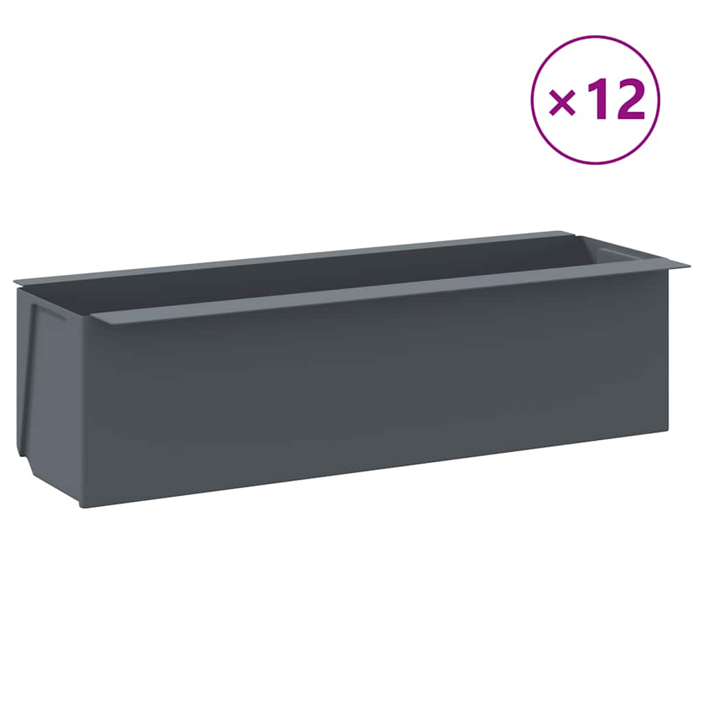 vidaXL Jardinières pour palettes européennes 12 pcs Gris 36x13,5x9,5 cm PP