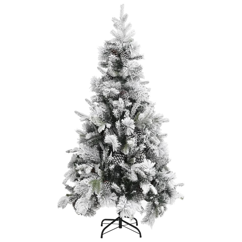 vidaXL Weihnachtsbaum mit Zapfen Beschneit 225 cm PVC & PE