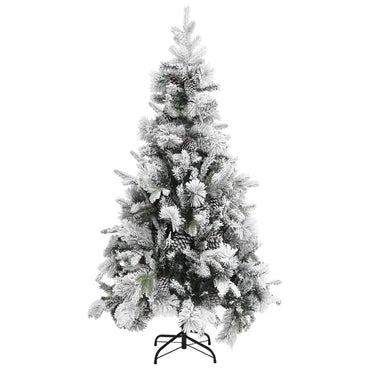 vidaXL Weihnachtsbaum mit Zapfen Beschneit 225 cm PVC & PE
