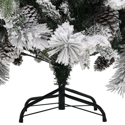 vidaXL Weihnachtsbaum mit Zapfen Beschneit 225 cm PVC & PE