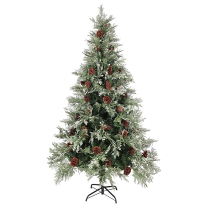 vidaXL Weihnachtsbaum mit Zapfen Grün und Weiß 195 cm PVC & PE