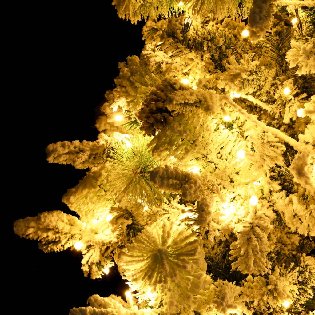 vidaXL Weihnachtsbaum mit Beleuchtung Schnee und Zapfen 195 cm PVC&PE