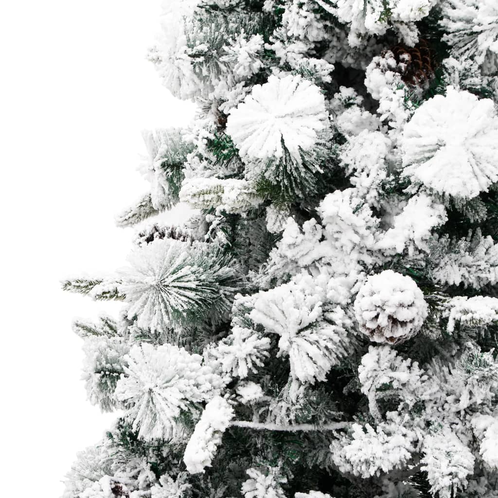 vidaXL Weihnachtsbaum mit Beleuchtung Schnee und Zapfen 195 cm PVC&PE
