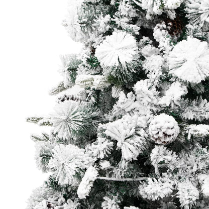 vidaXL Weihnachtsbaum mit Beleuchtung Schnee und Zapfen 195 cm PVC&PE