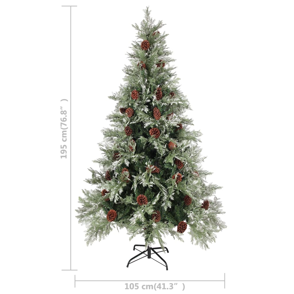 vidaXL Weihnachtsbaum mit Beleuchtung und Kiefernzapfen 195 cm PVC&PE