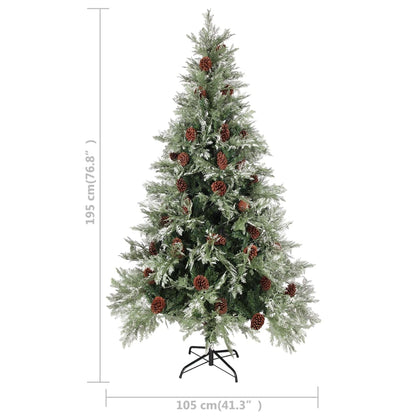vidaXL Weihnachtsbaum mit Beleuchtung und Kiefernzapfen 195 cm PVC&PE