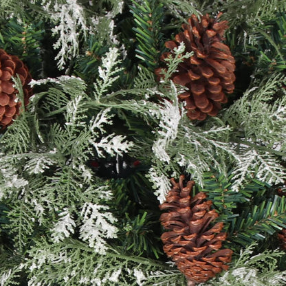 vidaXL Weihnachtsbaum mit Beleuchtung und Kiefernzapfen 225 cm PVC&PE