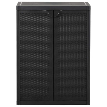 vidaXL Gartenschrank Schwarz 65x45x88 cm PP Rattan-Optik