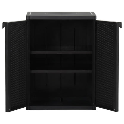 vidaXL Gartenschrank Schwarz 65x45x88 cm PP Rattan-Optik