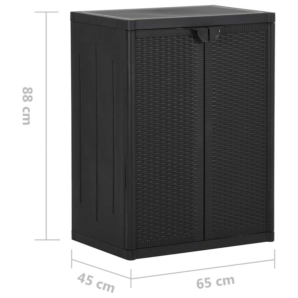 vidaXL Gartenschrank Schwarz 65x45x88 cm PP Rattan-Optik