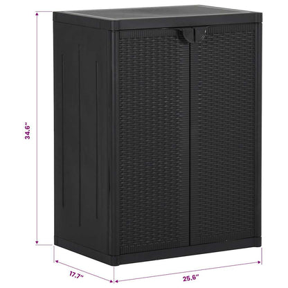vidaXL Gartenschrank Schwarz 65x45x88 cm PP Rattan-Optik