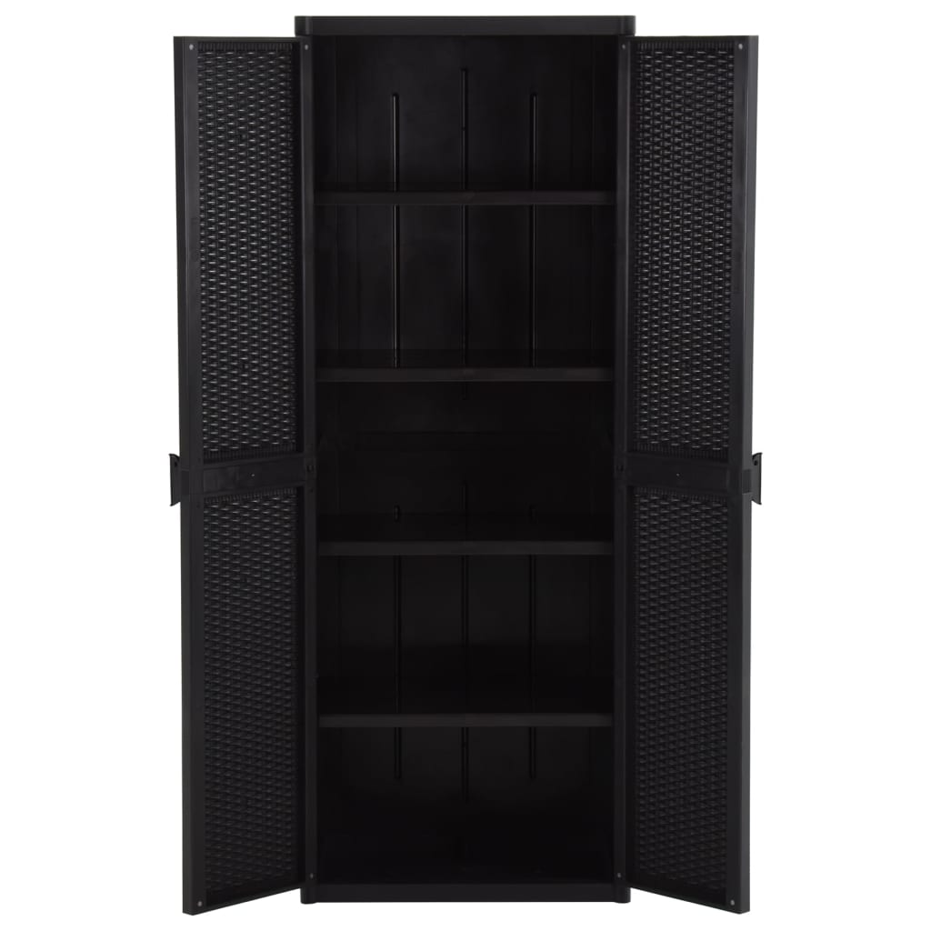 vidaXL Armoire de jardin Noir 65x45x172 cm PP rotin