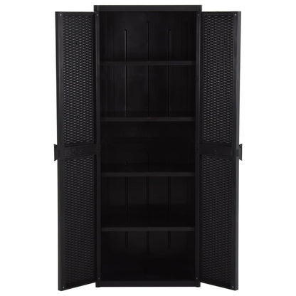 vidaXL Armoire de jardin Noir 65x45x172 cm PP rotin