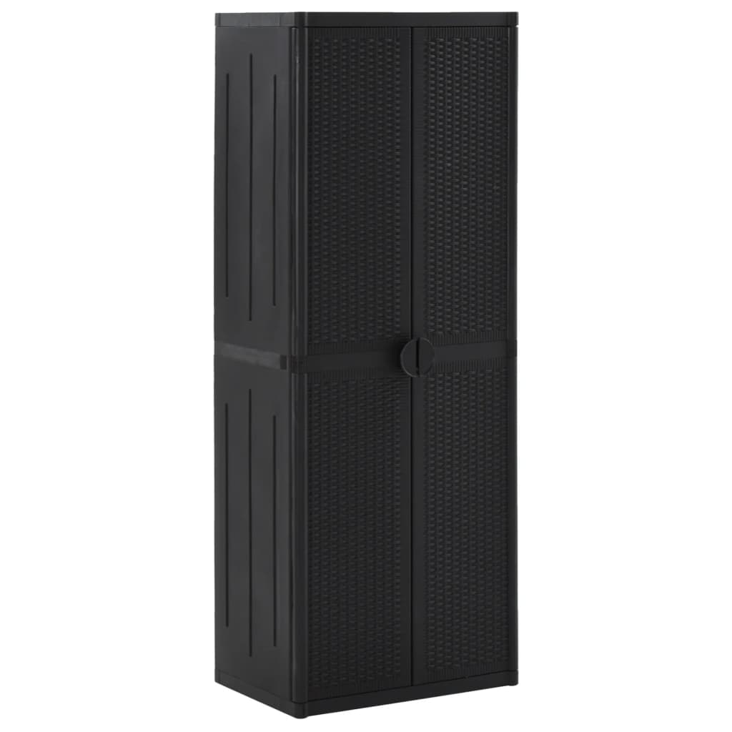 vidaXL Armoire de jardin Noir 65x45x172 cm PP rotin