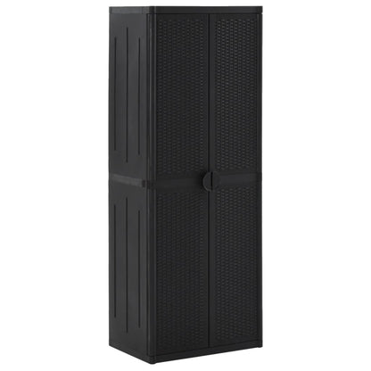 vidaXL Armoire de jardin Noir 65x45x172 cm PP rotin