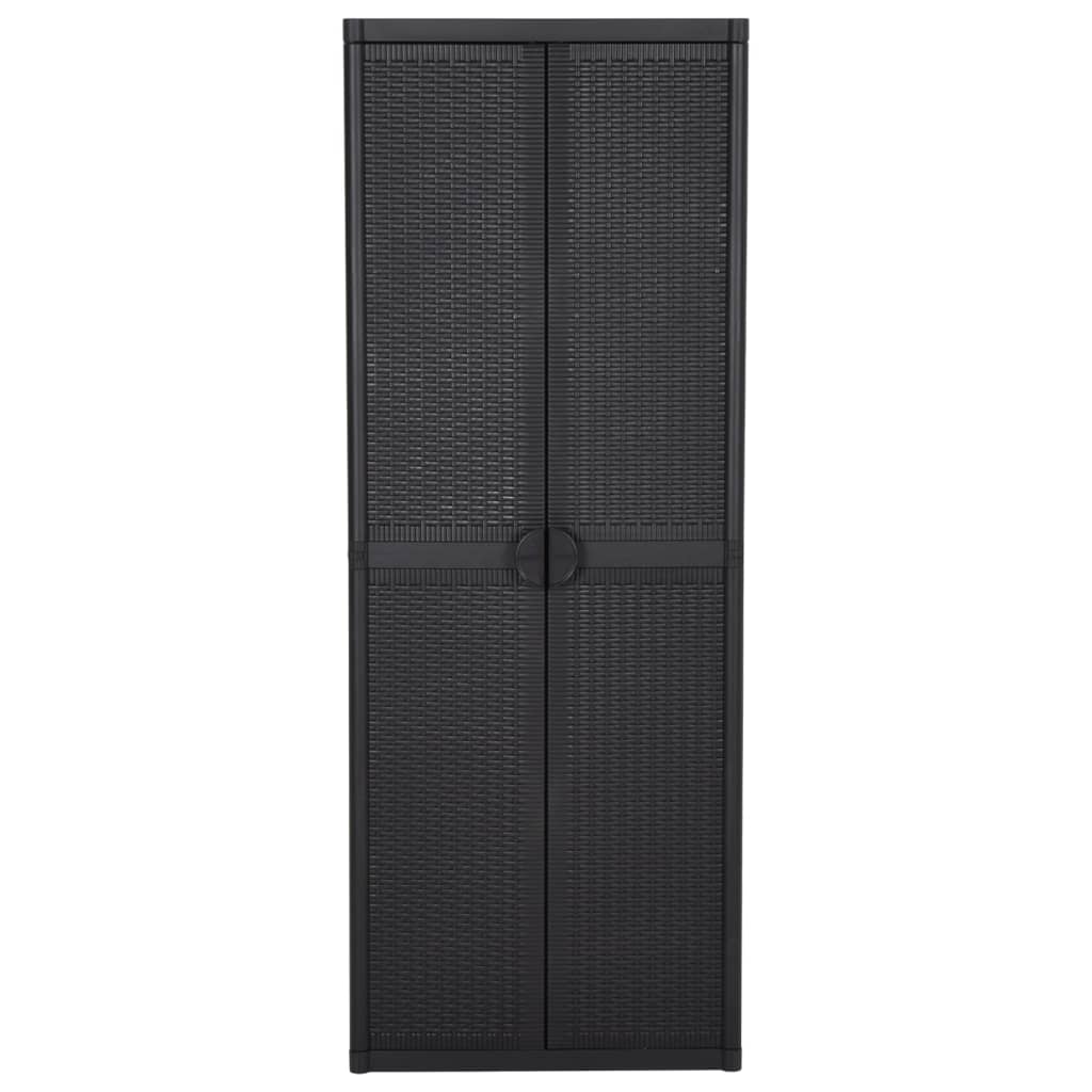vidaXL Armoire de jardin Noir 65x45x172 cm PP rotin