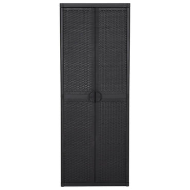 vidaXL Armoire de jardin Noir 65x45x172 cm PP rotin