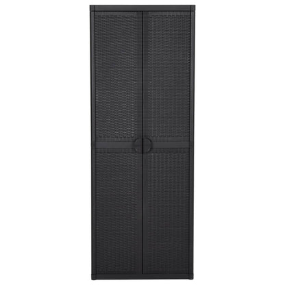 vidaXL Armoire de jardin Noir 65x45x172 cm PP rotin
