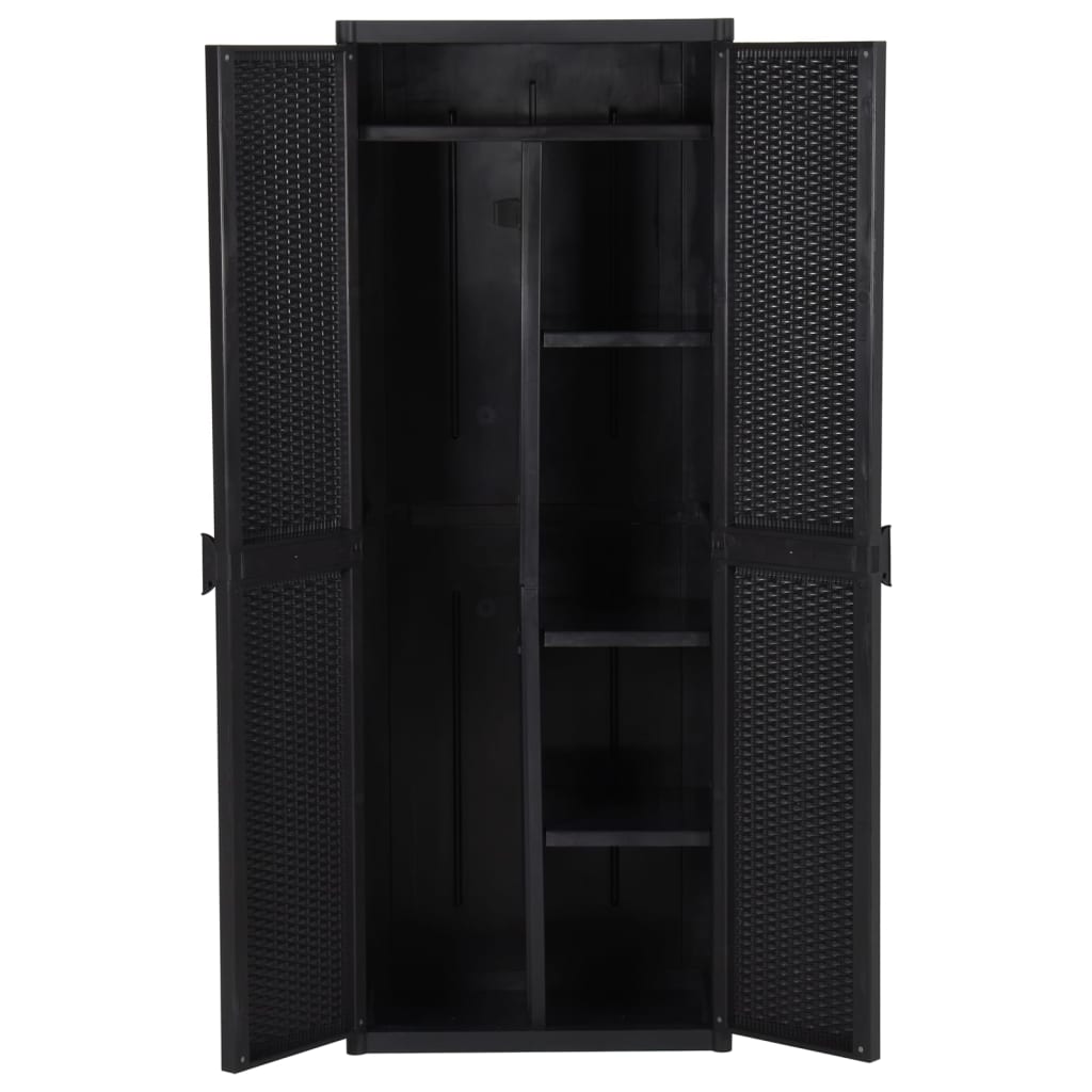 vidaXL Armoire de jardin Noir 65x45x172 cm PP rotin