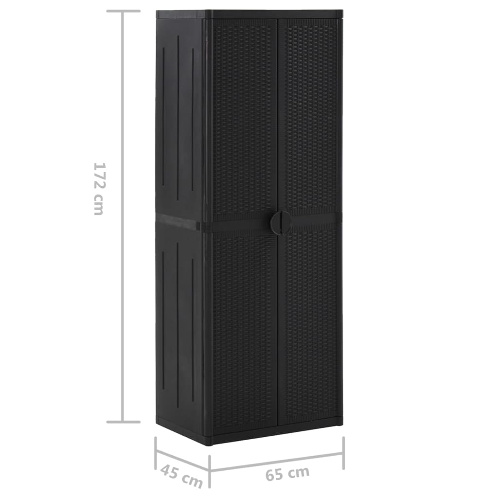 vidaXL Armoire de jardin Noir 65x45x172 cm PP rotin