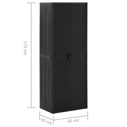 vidaXL Armoire de jardin Noir 65x45x172 cm PP rotin