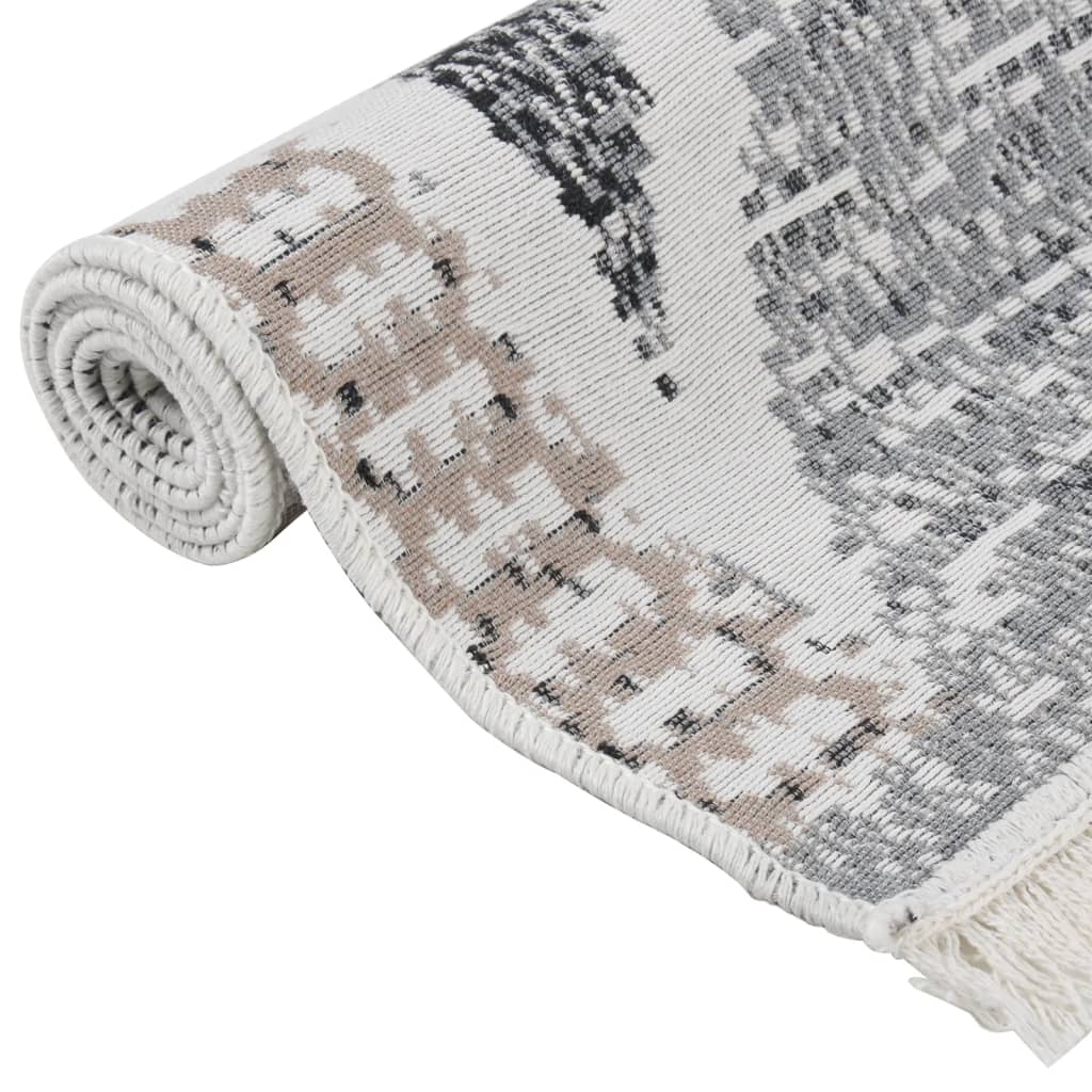 vidaXL Tapis noir et gris 120x180 cm Coton