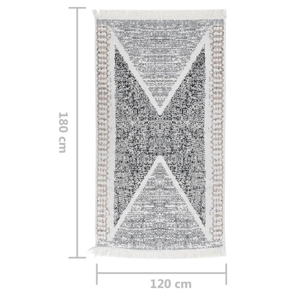 vidaXL Tapis noir et gris 120x180 cm Coton