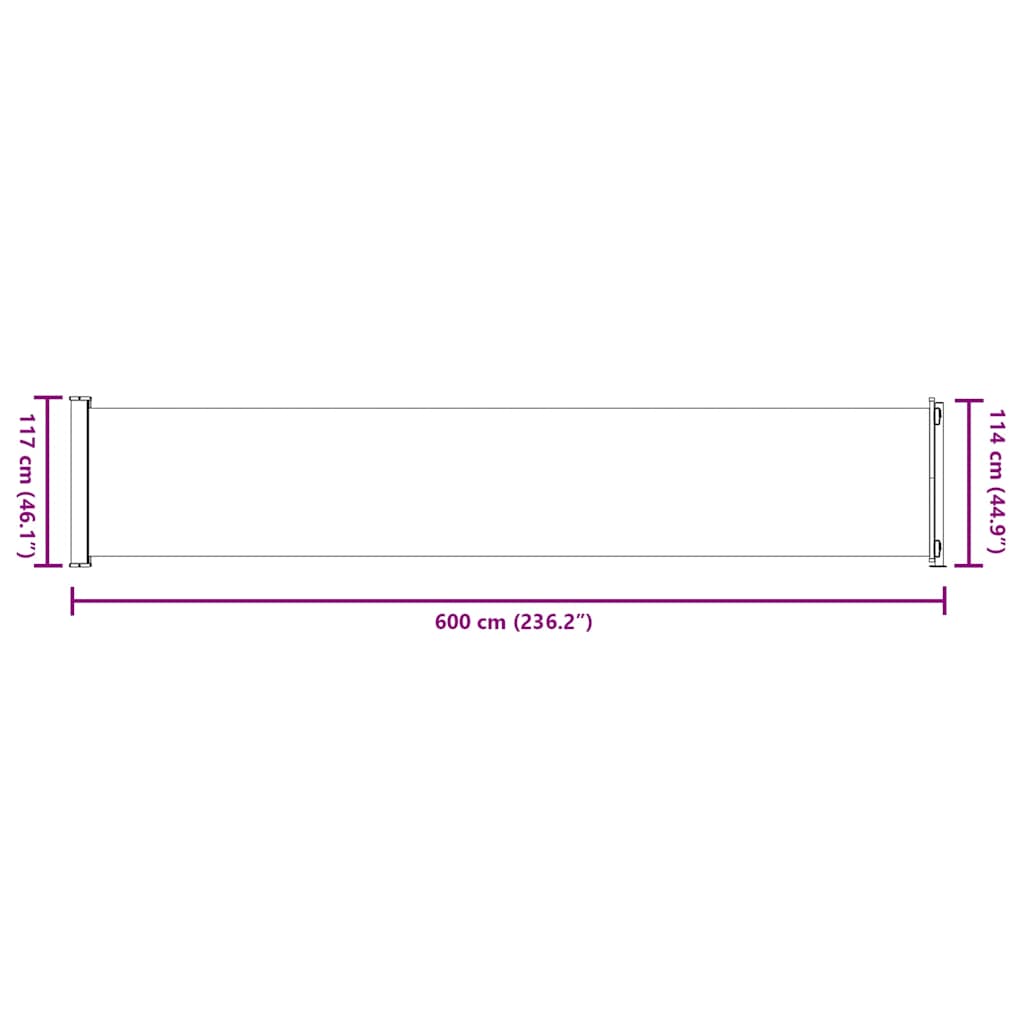 vidaXL Seitenmarkise Ausziehbar 117x600 cm Braun