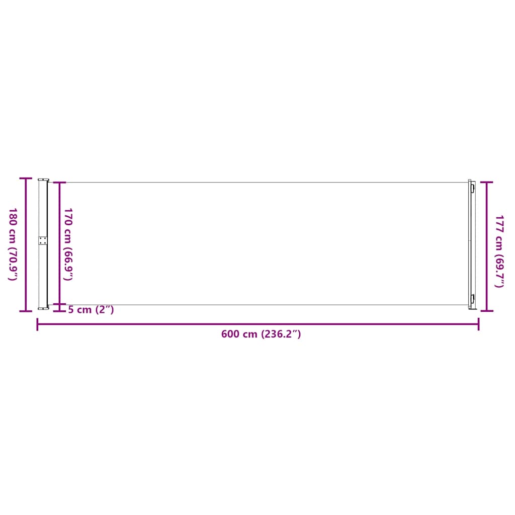vidaXL Seitenmarkise Ausziehbar 180x600 cm Braun