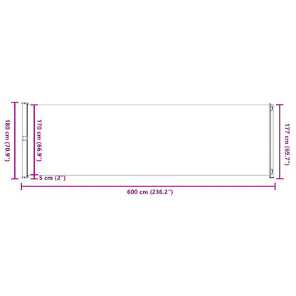 vidaXL Seitenmarkise Ausziehbar 180x600 cm Braun