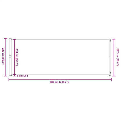 vidaXL Seitenmarkise Ausziehbar 220x600 cm Grau