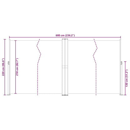 vidaXL Seitenmarkise Ausziehbar Braun 200x600 cm