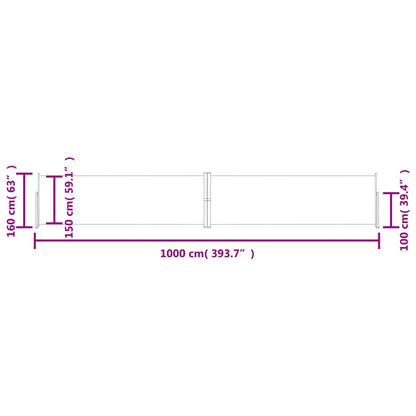 vidaXL Auvent latéral extensible Crème 160x1000 cm