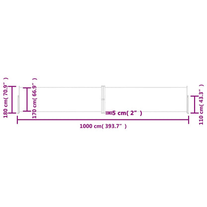 vidaXL Seitenmarkise Ausziehbar Anthrazit 180x1000 cm