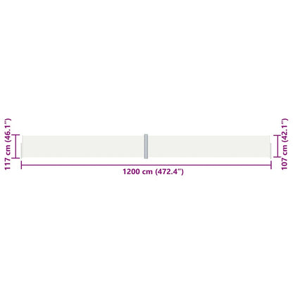 vidaXL Seitenmarkise Ausziehbar Creme 117x1200 cm