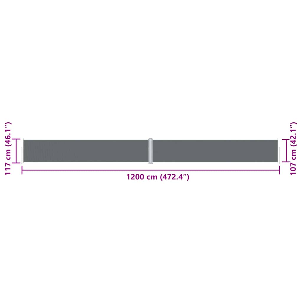 vidaXL Store latéral rétractable anthracite 117x1200 cm
