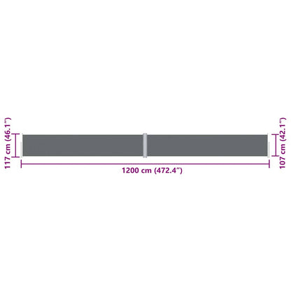 vidaXL Store latéral rétractable anthracite 117x1200 cm