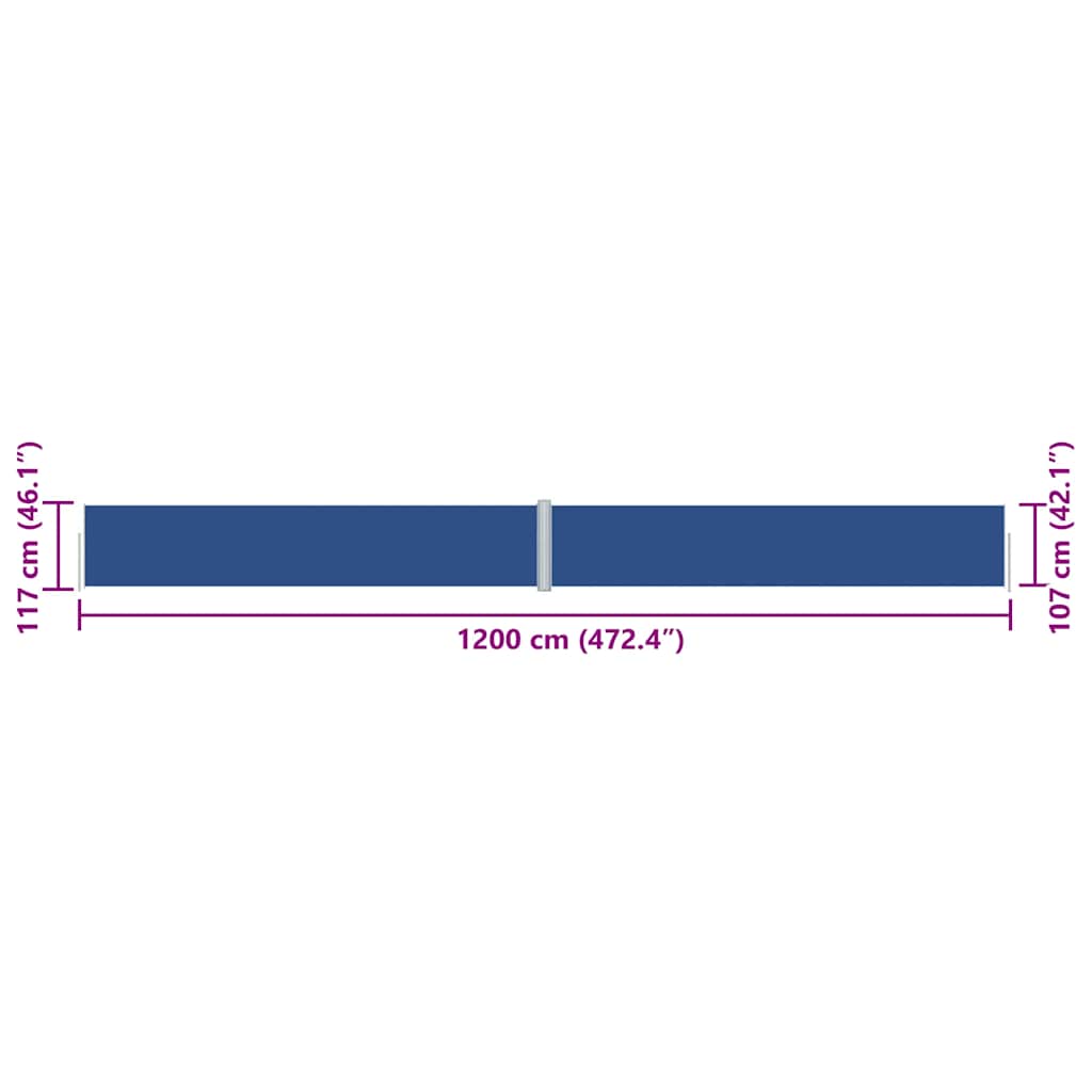 vidaXL Store latéral rétractable bleu 117x1200 cm