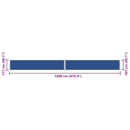 vidaXL Store latéral rétractable bleu 117x1200 cm