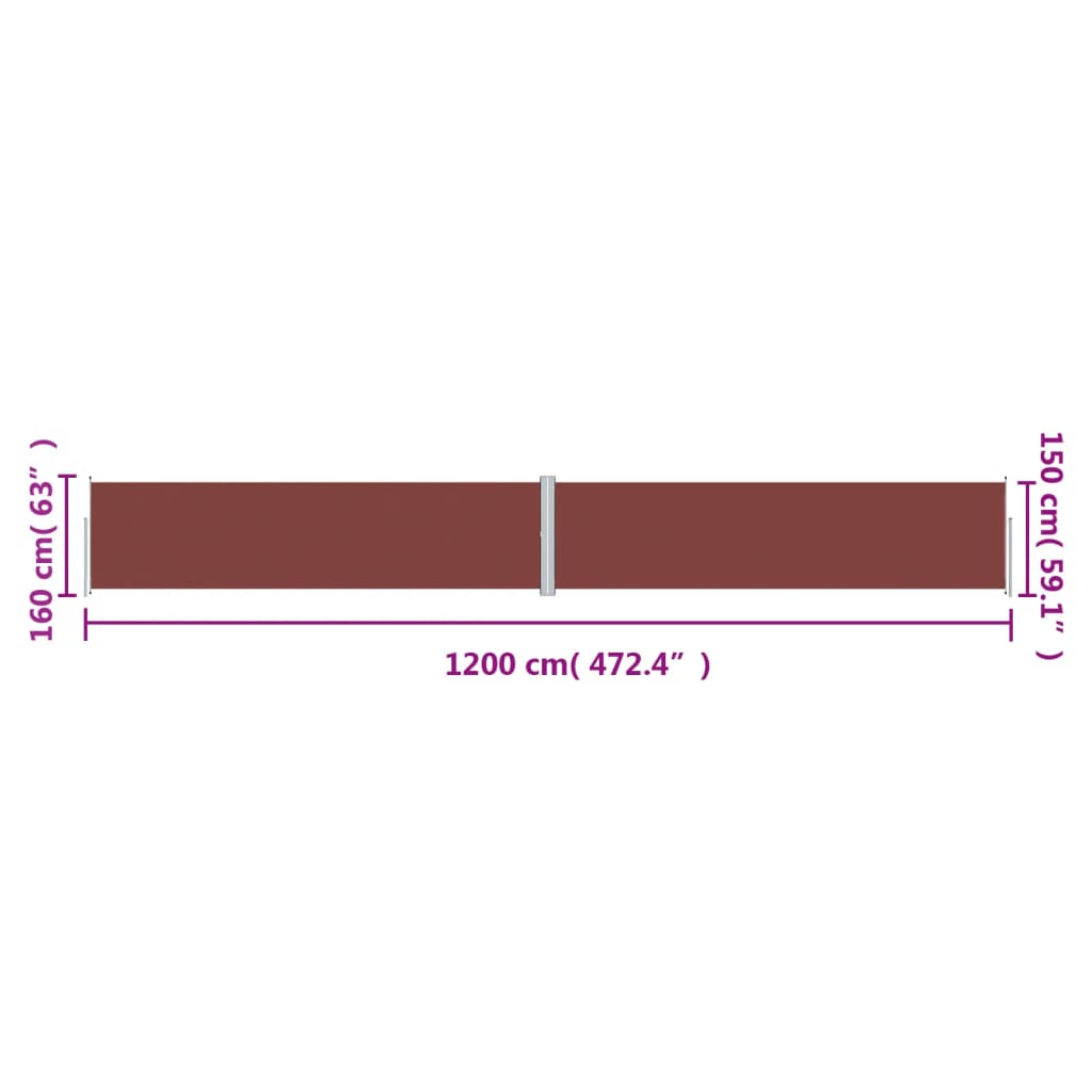 Store latéral rétractable vidaXL Marron 160x1200 cm