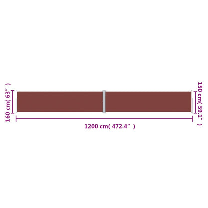 Store latéral rétractable vidaXL Marron 160x1200 cm
